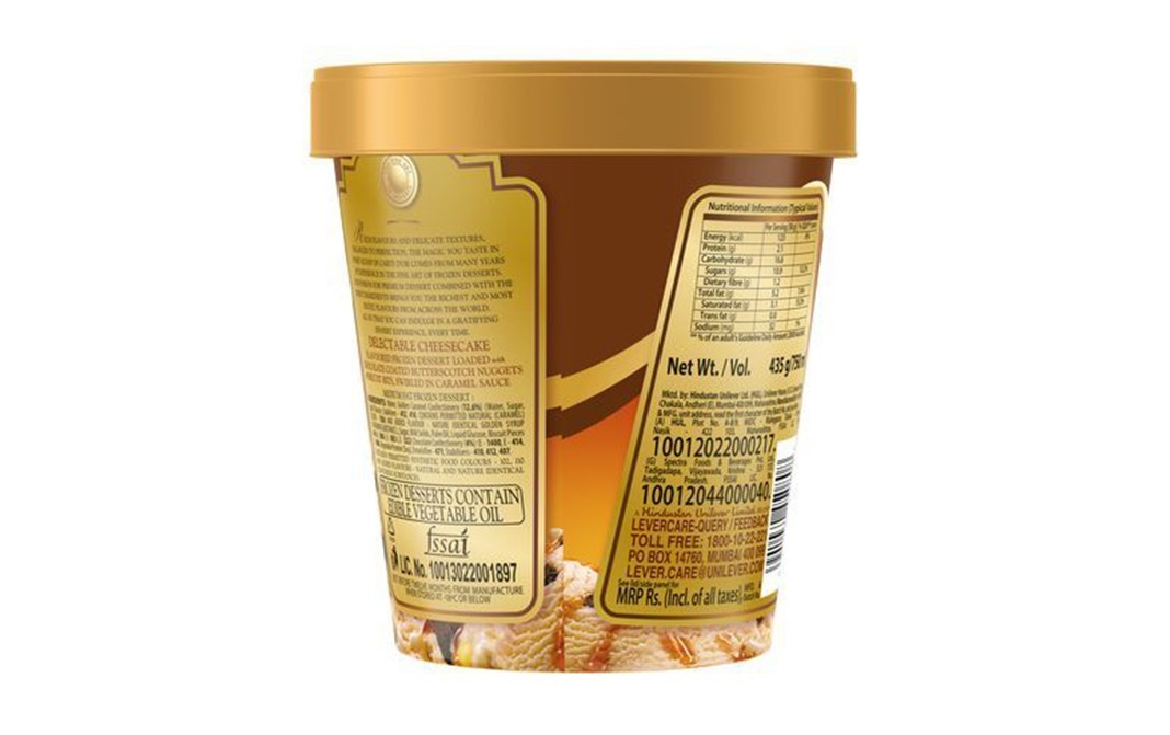 Kwality Walls Carte D'OR Cream Brulee    Cup  750 millilitre